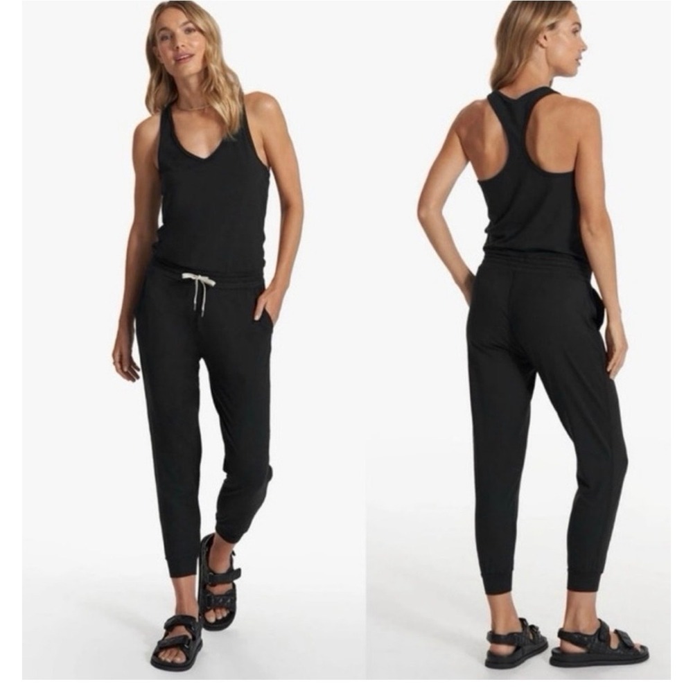 Vuori Women Black Lux Jumpsuit Size Large Racerback Drawstring Jogger Active